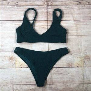 TJ Swim Forest Green Textured Bikini Set - Women Swim